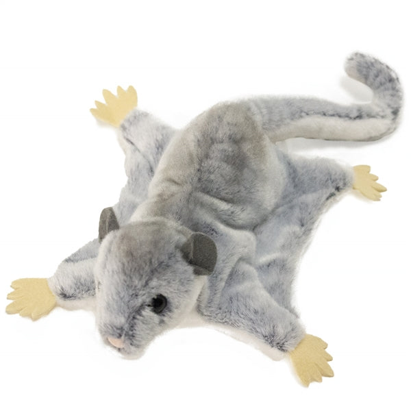 Sugar Glider Squeek plush toy with velvety fur, curled tail, large eyes, and soft fabric glide wings.