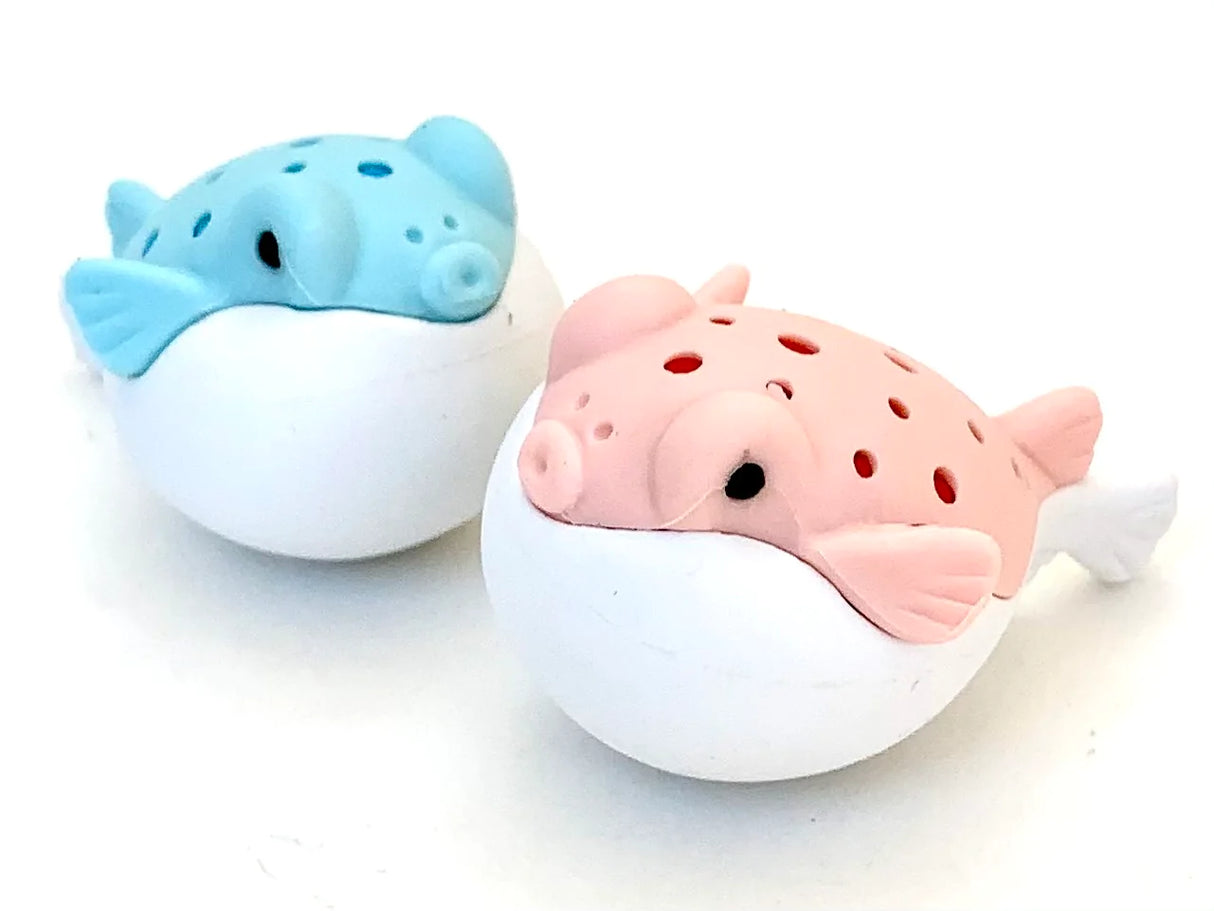 Japanese Eraser Sea Friend in pink and blue, adorable puzzle piece erasers that can be taken apart and reassembled.