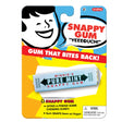 Snappy Gum prank chewing gum packaging with pure mint flavor and a spring that snaps your finger for a fun surprise.