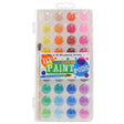Lil' Watercolor Paint Pods set with 36 vibrant washable colors, fine-tipped brush, and reusable case for easy storage.