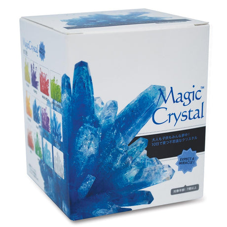 Magic Crystal Blue kit box showing vibrant blue crystal growth on a white background with product branding.
