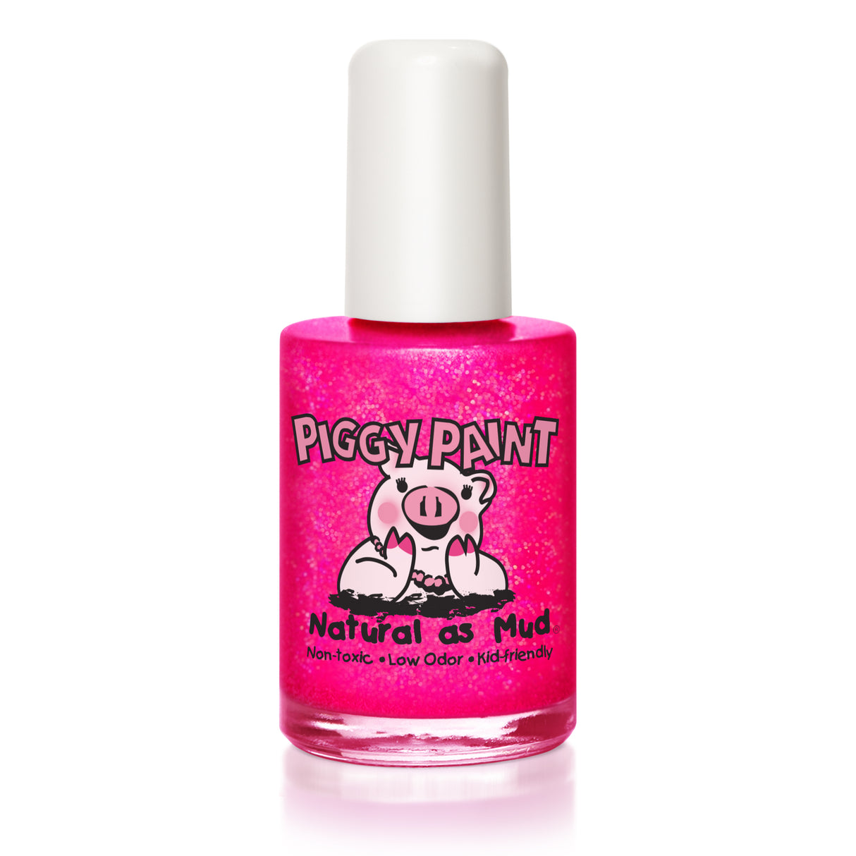 Nail Polish Neon Lights bright neon hot pink bottle with Piggy Paint logo, non-toxic and kid-friendly formula.