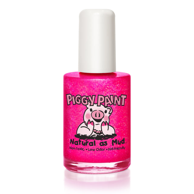 Nail Polish Neon Lights bright neon hot pink bottle with Piggy Paint logo, non-toxic and kid-friendly formula.