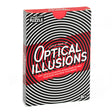 Optical Illusions product packaging with swirling black and white patterns and red accents for mind-bending fun ages 8 and up.