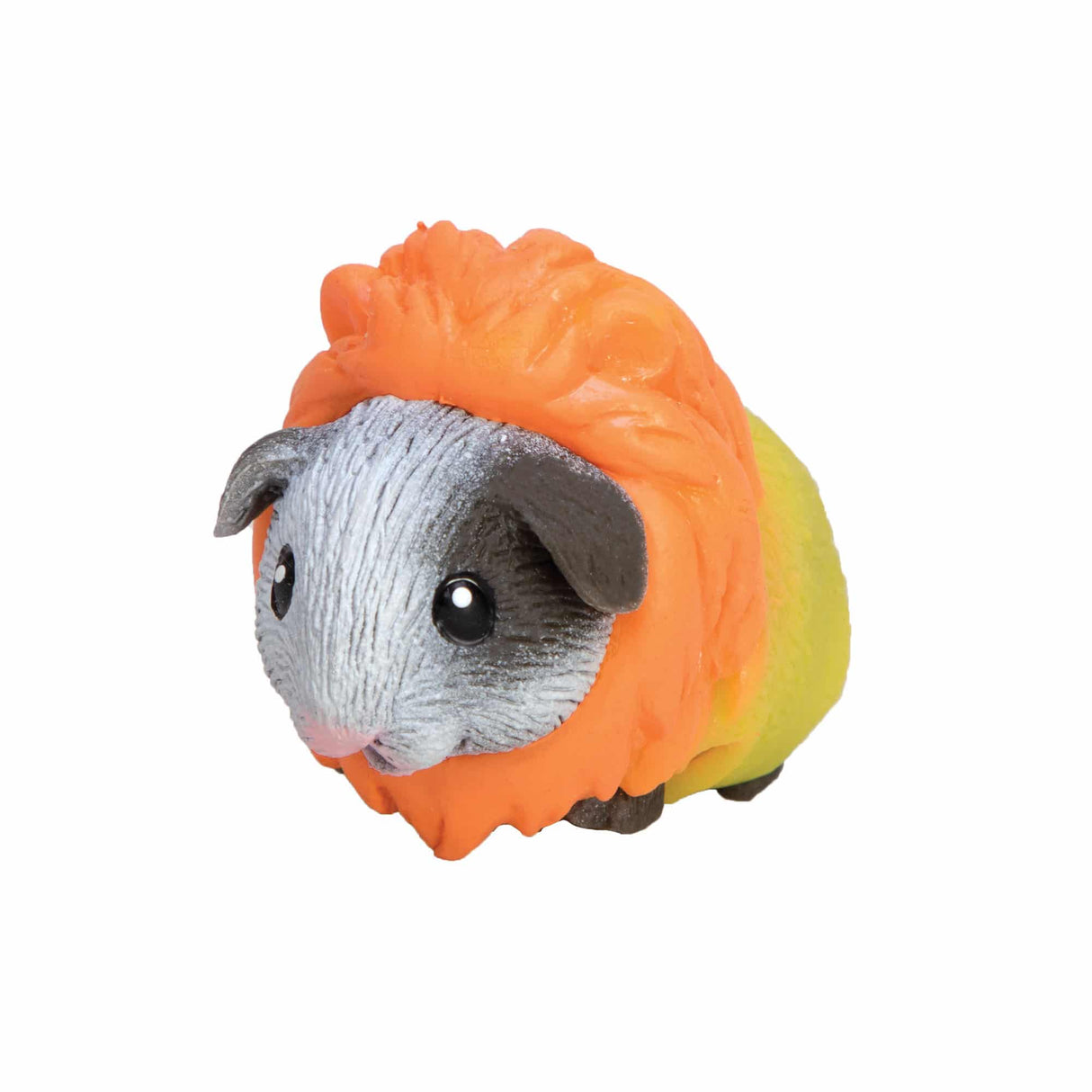 Guinea Pig Party Animal dressed in a bright orange lion costume, small squishable toy for kids ages 3 and up.