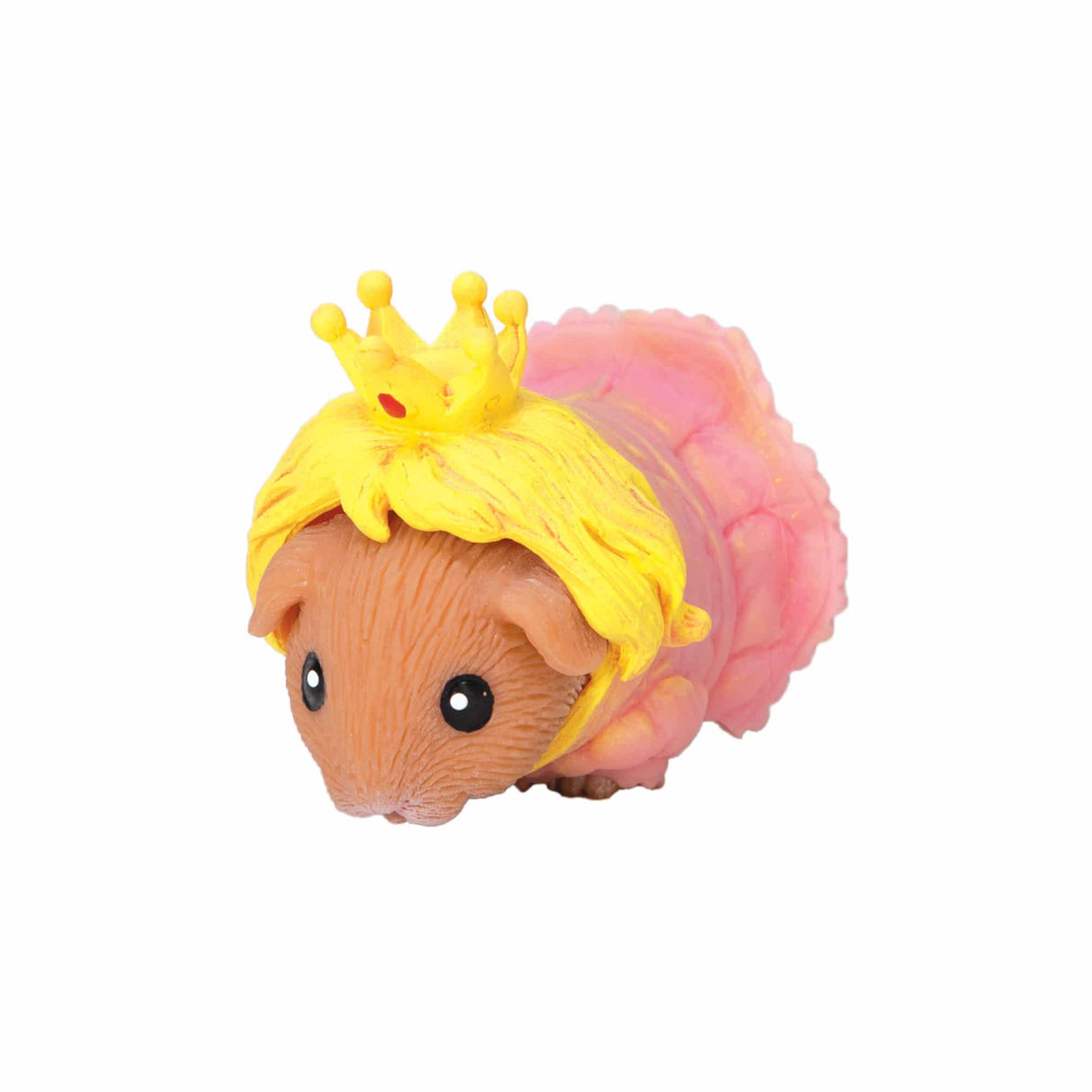 Guinea Pig Party Animal dressed in a pink shell costume with yellow crown, cute squishable party toy for kids.