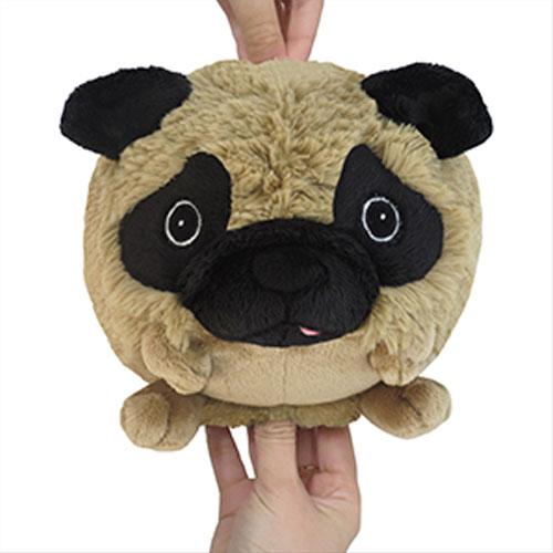 Soft and squishy Pug Mini plush toy held by hands, perfect for cuddling and gifting.
