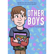 Illustration of a boy holding a decorated notebook on the cover of the book Other Boys by Damian Alexander.