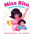 Cover of Miss Rita, Mystery Reader showing a smiling drag queen in pink and a child with a blue shirt and red suspenders.