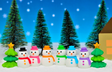 Japanese Eraser Snowman or Tree puzzle erasers in colorful scarves with green tree erasers and snowy background.