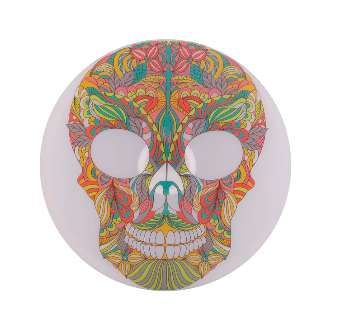 Waboba Wingman Disc UFO LED with colorful intricate skull design, foldable silicone flying disc for indoor and outdoor use.