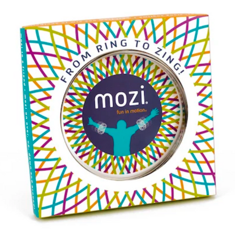 Mozi - Iridescent sensory spring toy in colorful geometric packaging, perfect for fidgeting and fun motion.