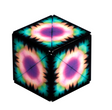 Shashibo | Moon magnetic puzzle cube with colorful galaxy and forest design on a 2.4 inch recyclable plastic cube.