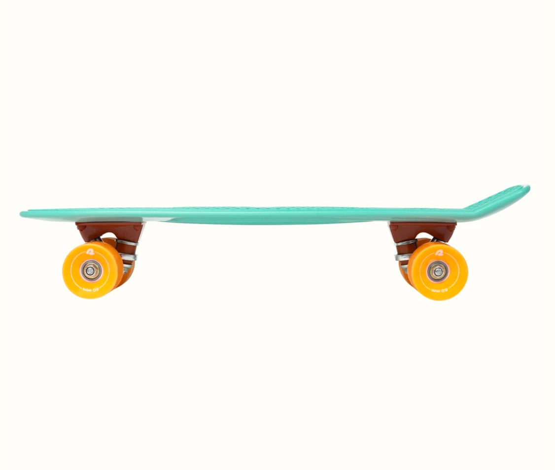 Quip Mini Cruiser Skateboard | Seafoam with orange wheels, 22.5” retro cruiser deck, lightweight and portable design.