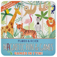 Magnetic Games | Jungle featuring colorful jungle animals on a portable magnetic tin with wipeable pen included.