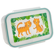 Good Lunch Bento Box | Tigers with three compartments and playful tiger design surrounded by green palm leaves.