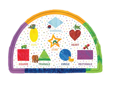 26pc Very Hungry Caterpillar Floor Puzzle showing colorful shapes including star, heart, triangle, circle, and rectangle on a white background.