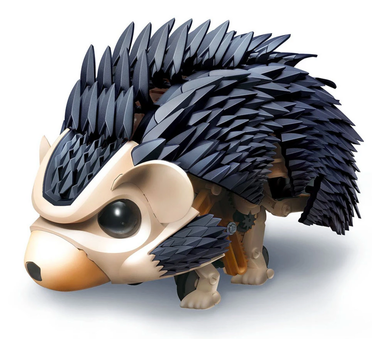 Tumbling Hedgehog Robotic Pet showing detailed spines and mechanical parts in a friendly, buildable robot design.