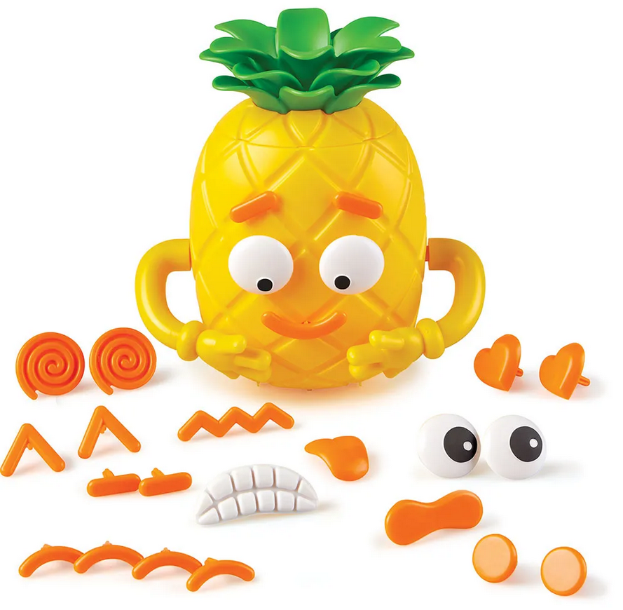Big Feelings Pineapple preschool toy with interchangeable face pieces for social-emotional learning and expression development.