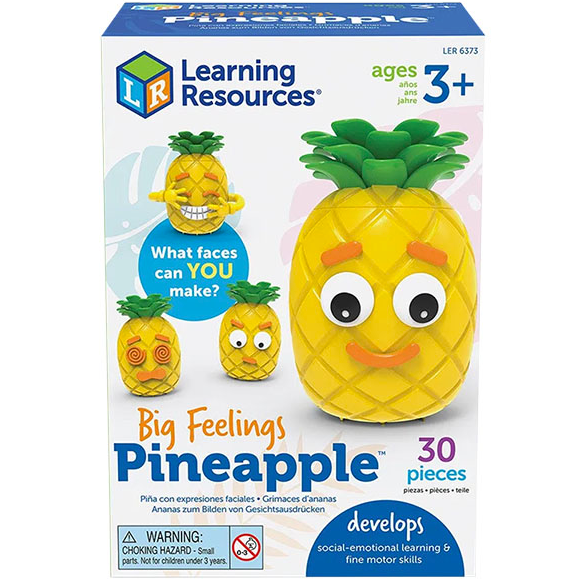 Big Feelings Pineapple preschool toy with 30 pieces to build faces and develop social-emotional learning skills.