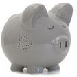 Piggy Bank Nightlight Grey made of durable ceramic dolomite with a smooth, glossy finish and star-shaped light vents.
