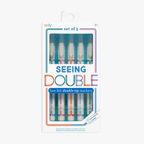 Seeing Double Felt Tip Markers set of 5 double sided fine tip markers with coordinating colors for unique art and lettering.