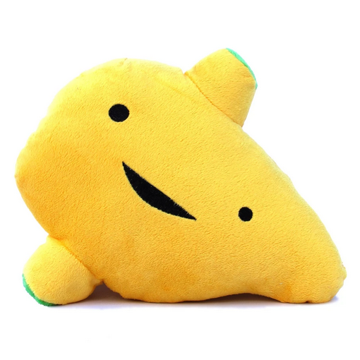 Soft and cuddly yellow plush toy shaped like a liver with a smiling face, labeled Liver product.