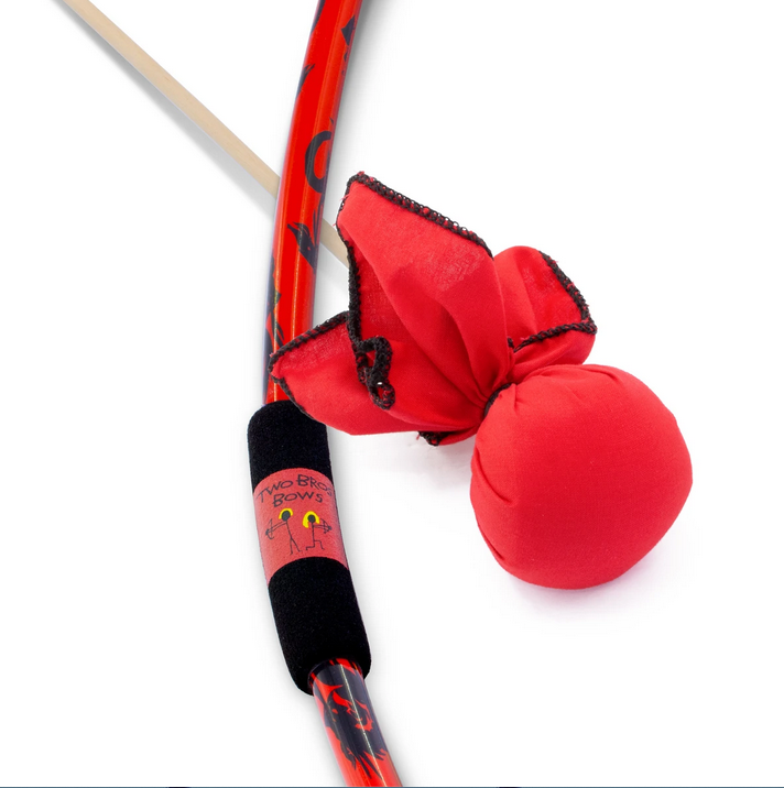 Two Bros Bow Set | Dragon with red fabric dragon detail on a red bow designed for safe imaginative play.