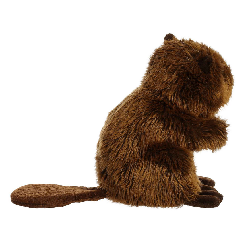 Beaver plush with soft brown fur, realistic design, and long tail, perfect for hugging and cuddling.