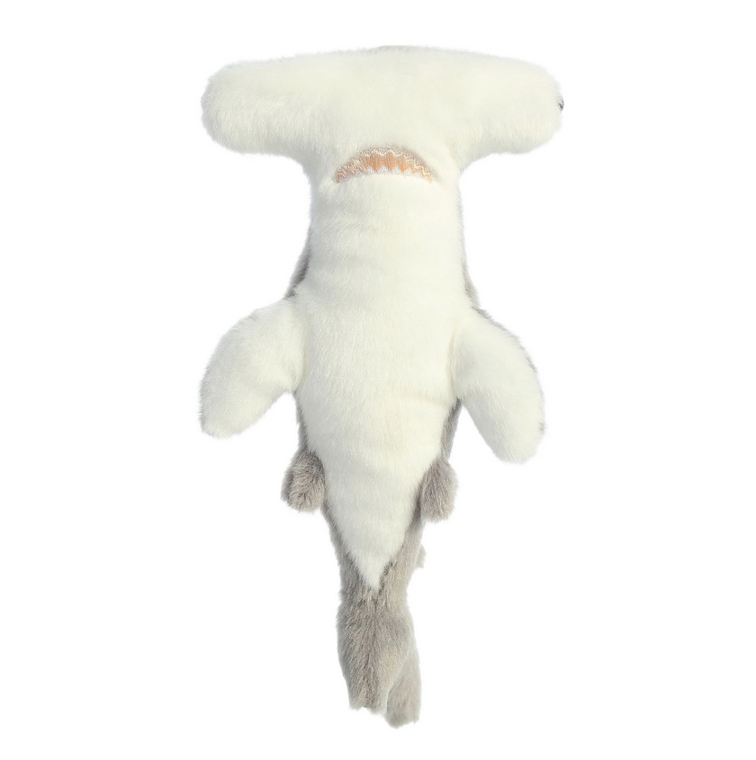 Hammerhead Shark Hamlet plush toy with soft grey and white fur and a sweet, lovable facial expression.