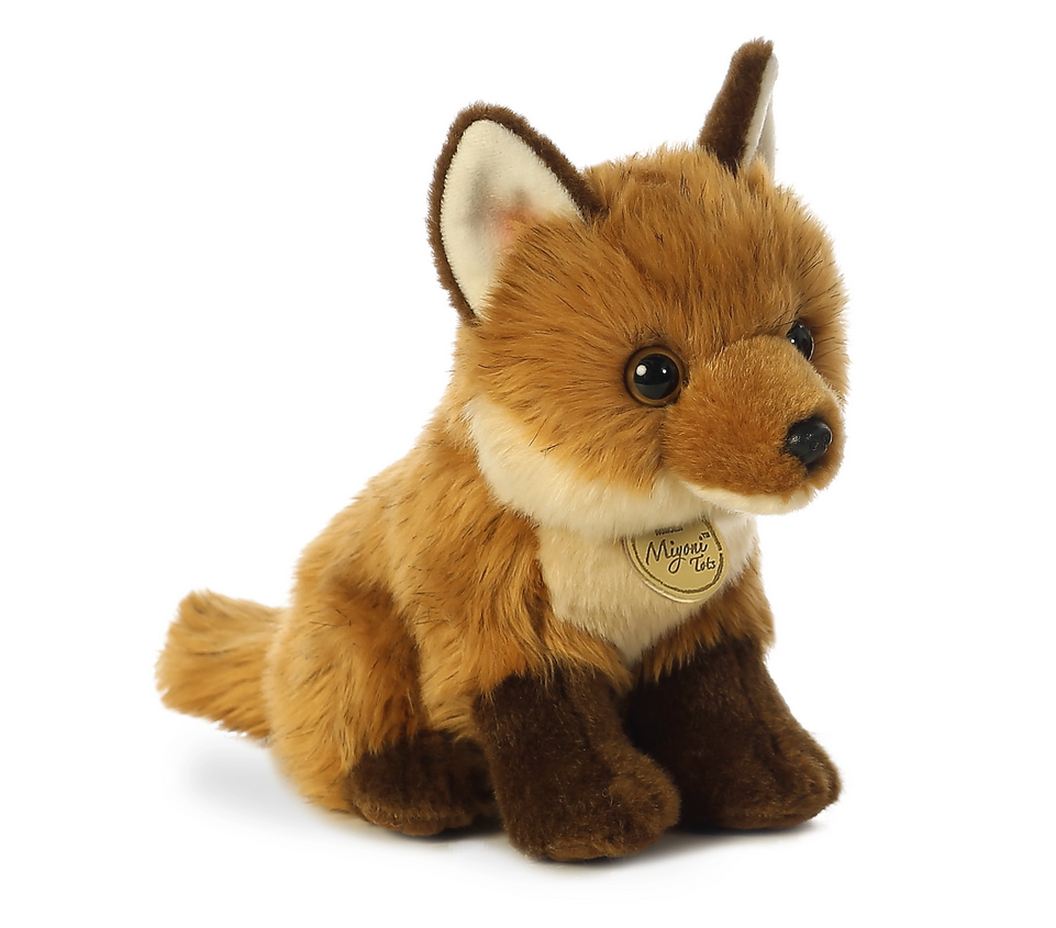 Soft and cuddly Fox Kit plush with golden orange fur and cute eyes, perfect for adventures and hugging.