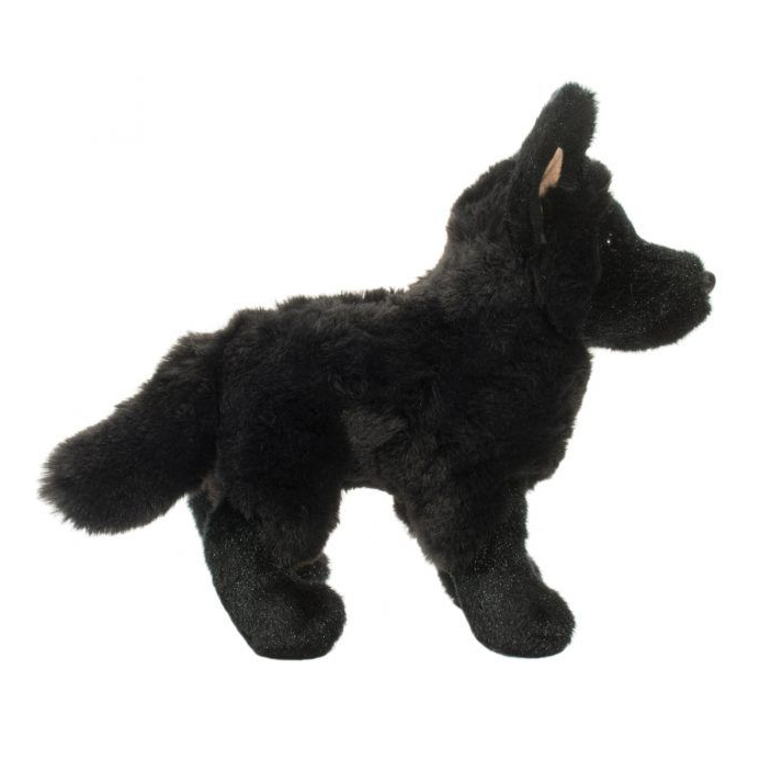German Shepherd Black Harko plush toy with soft black fur, alert ears, and a standing pose, perfect for dog lovers.