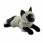 Silver Fox Sterling plush with silvery gray fur, black legs, and alert ears, lying down in a floppy pose.