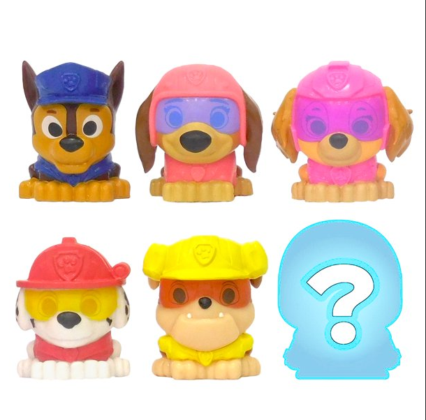Mash'Ems Paw Patrol collectible mystery capsule with six colorful characters to mash, twist, and squish, sold individually.