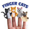 Finger Cat finger puppets in four styles worn on fingers, soft vinyl cats perfect for playful kitty shows.