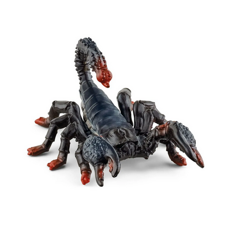 Emperor Scorpion figurine with detailed pincers and arched tail, realistic wild animal toy for kids ages 3 and up.