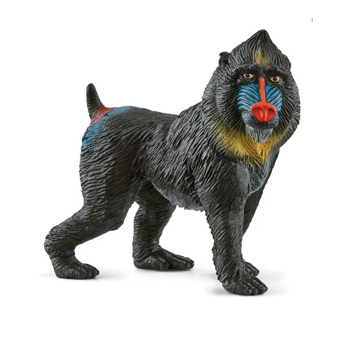 Mandrill figurine with vibrant colors and detailed texture, perfect for imaginative play for ages 3 and up.