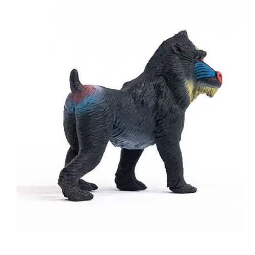Mandrill toy figurine with detailed colorful face and textured black body, perfect for imaginative play for ages 3 and up.