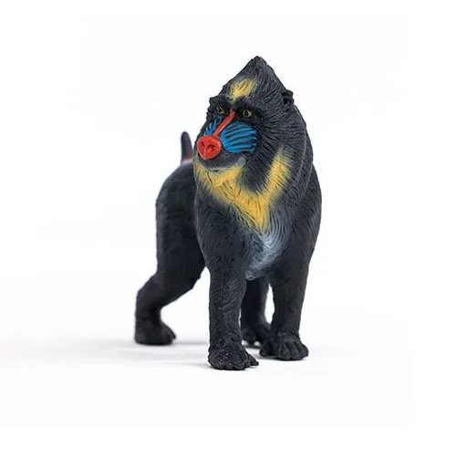 Mandrill toy with bright blue and red face markings, standing pose, perfect for imaginative play for ages 3 and up.