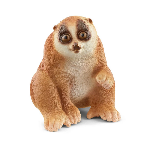 Slow Loris figurine with wide eyes and fuzzy body, a cute animal toy perfect for collectors and animal lovers.