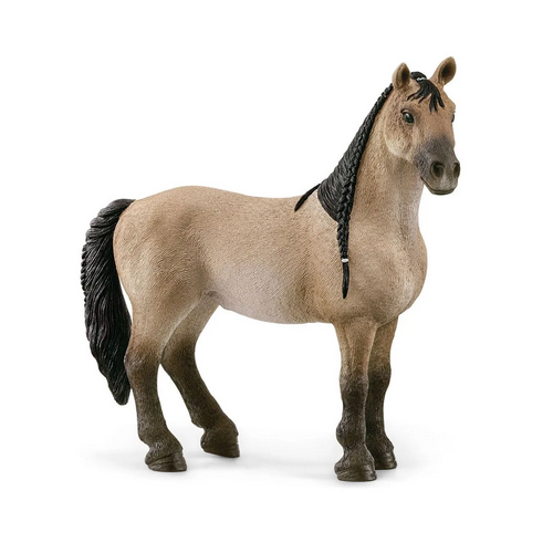 Criollo Definitivo Mare figurine with braided mane and muscular frame, an authentic Pampas horse replica.