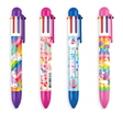 Set of 4 colorful 6-in-1 Unicorn Pen multi ink pens with retractable clicks for vibrant school notes and writing.