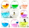 Floating Sea Charm KeyChain with assorted colorful sea creatures and glitter inside a round clear casing.