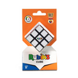 Rubiks Cube packaged in orange and white box, featuring molded plastic puzzle for ages 8 and up, no stickers included.