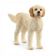 Goldendoodle figurine with curly fur and friendly expression, perfect for children ages 3 and up.