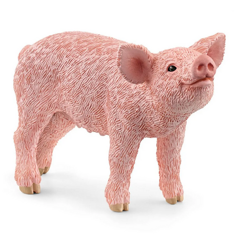 Pink piglet figurine detailed with bristled skin and curly tail, perfect for imaginative play, titled Piglet.