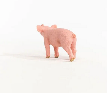 Piglet figurine showing bristled skin and curly tail, perfect for imaginative play and farm stories for kids.