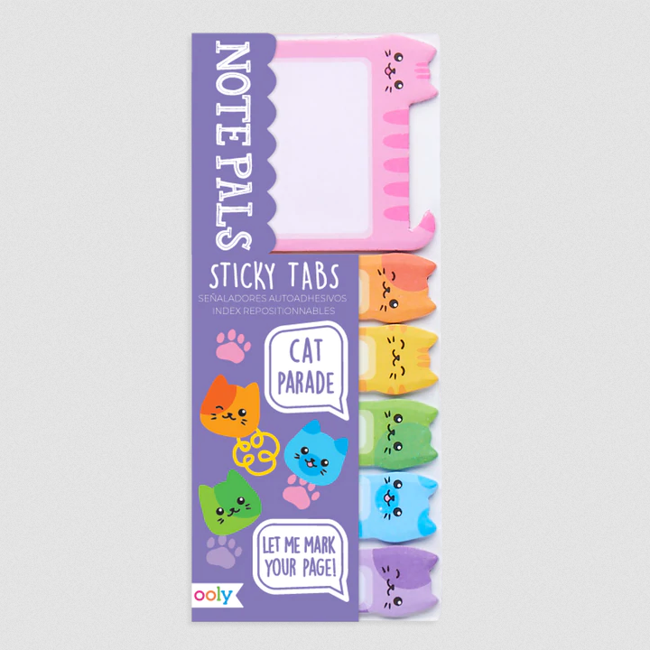 Note Pals Cats sticky tabs featuring colorful cat designs perfect for marking pages in notebooks and study guides.