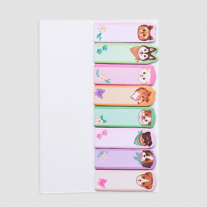 Note Pals Pups sticky note tabs with colorful dog designs for organizing and leaving cute reminders.