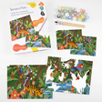 Paint By Number Jungle kit with two numbered canvases, 17 paint pots, brushes, and colorful jungle illustrations.